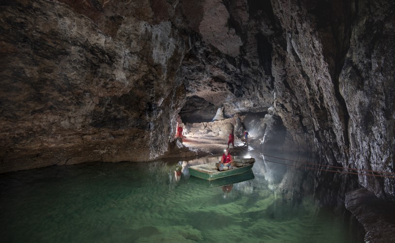 People in cavern